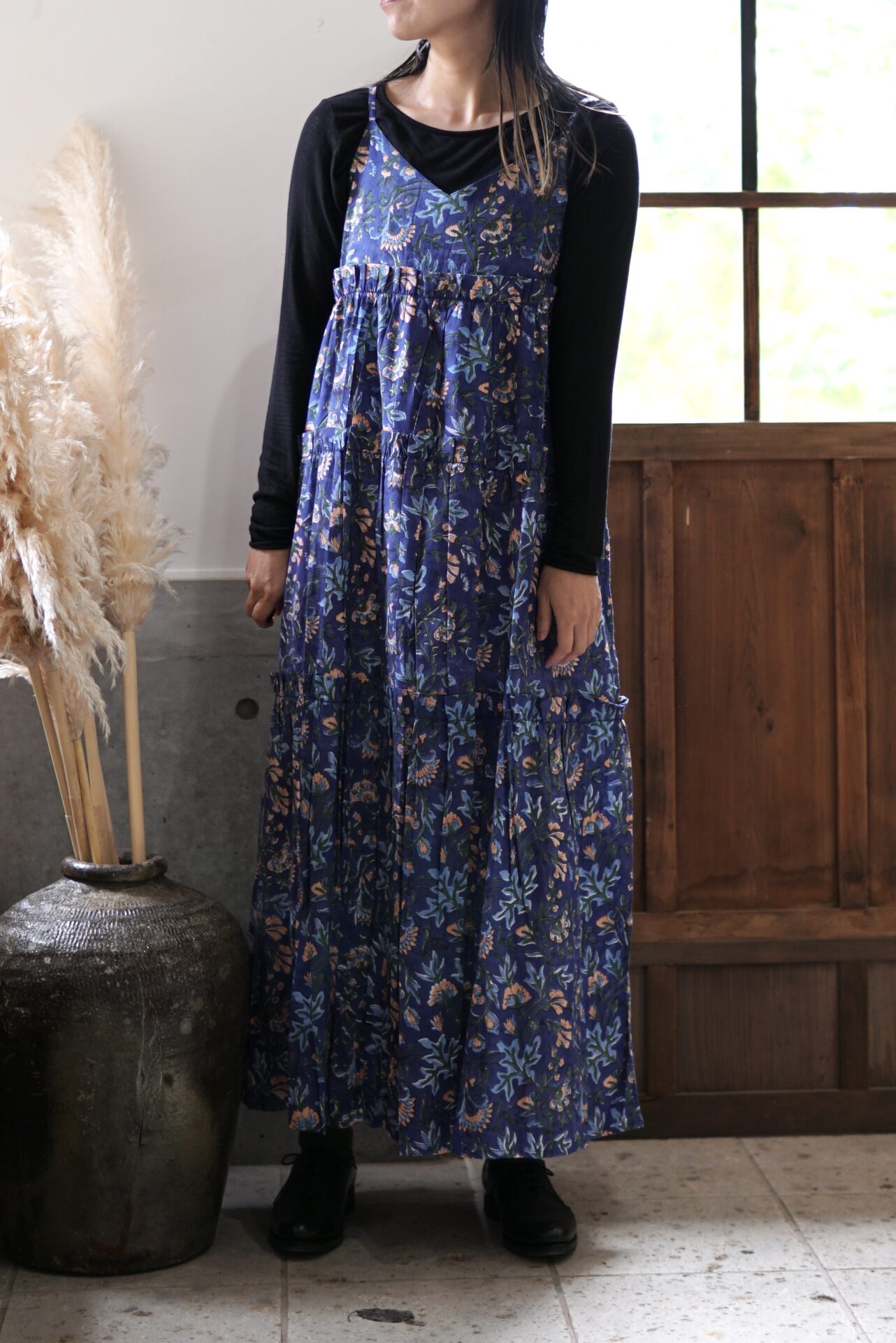 midnight blue camisole tiered dress - 画像 (4)