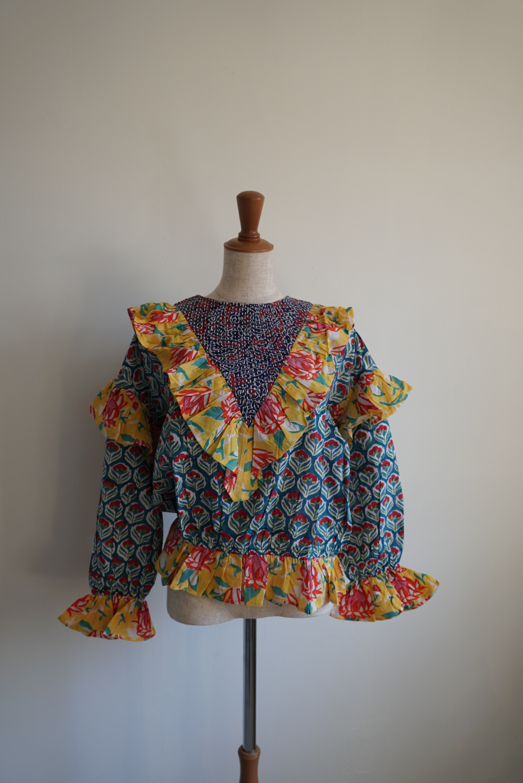 blue×yellow kantha blouse - 画像 (15)