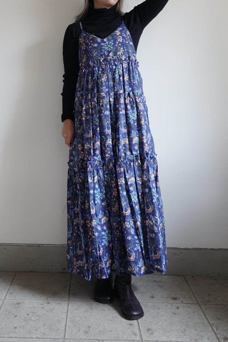 midnight blue camisole tiered dress - 画像 (3)