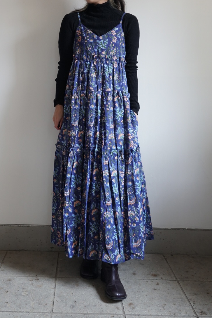 midnight blue camisole tiered dress - 画像 (2)