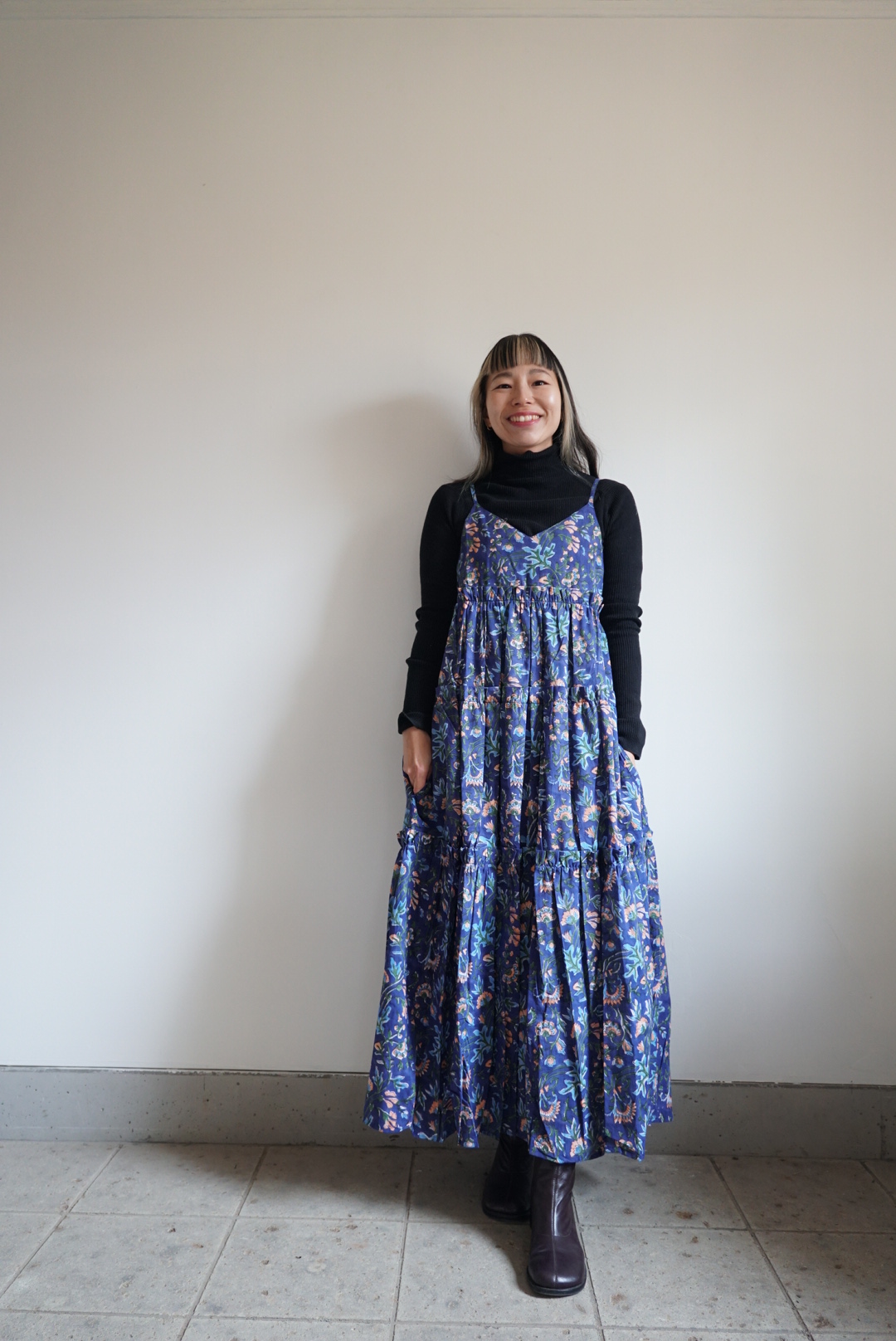 midnight blue camisole tiered dress - 画像 (7)