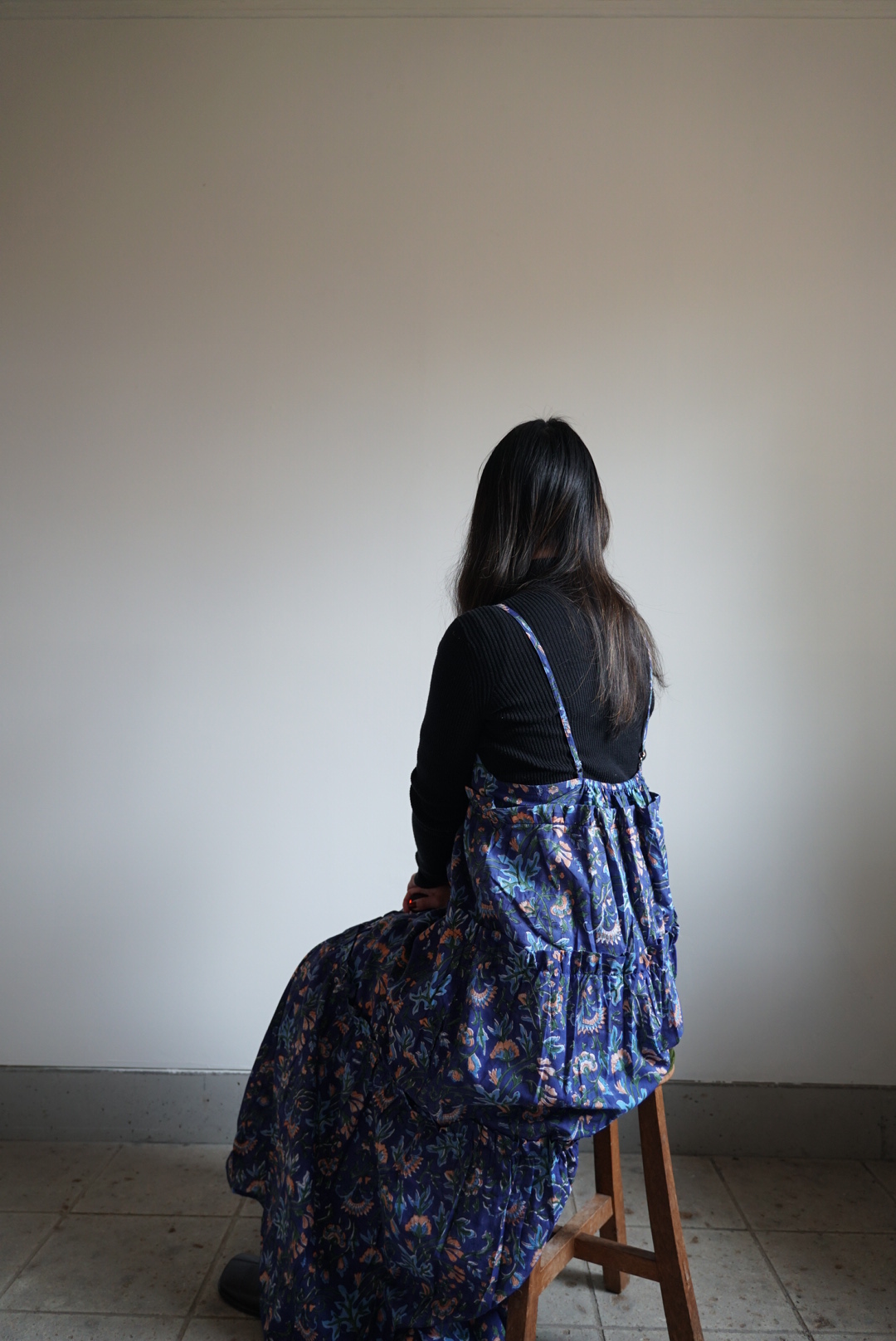 midnight blue camisole tiered dress - 画像 (8)