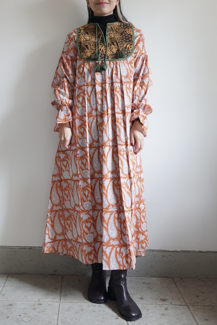 orange green kantha dress #2512006 - 画像 (3)