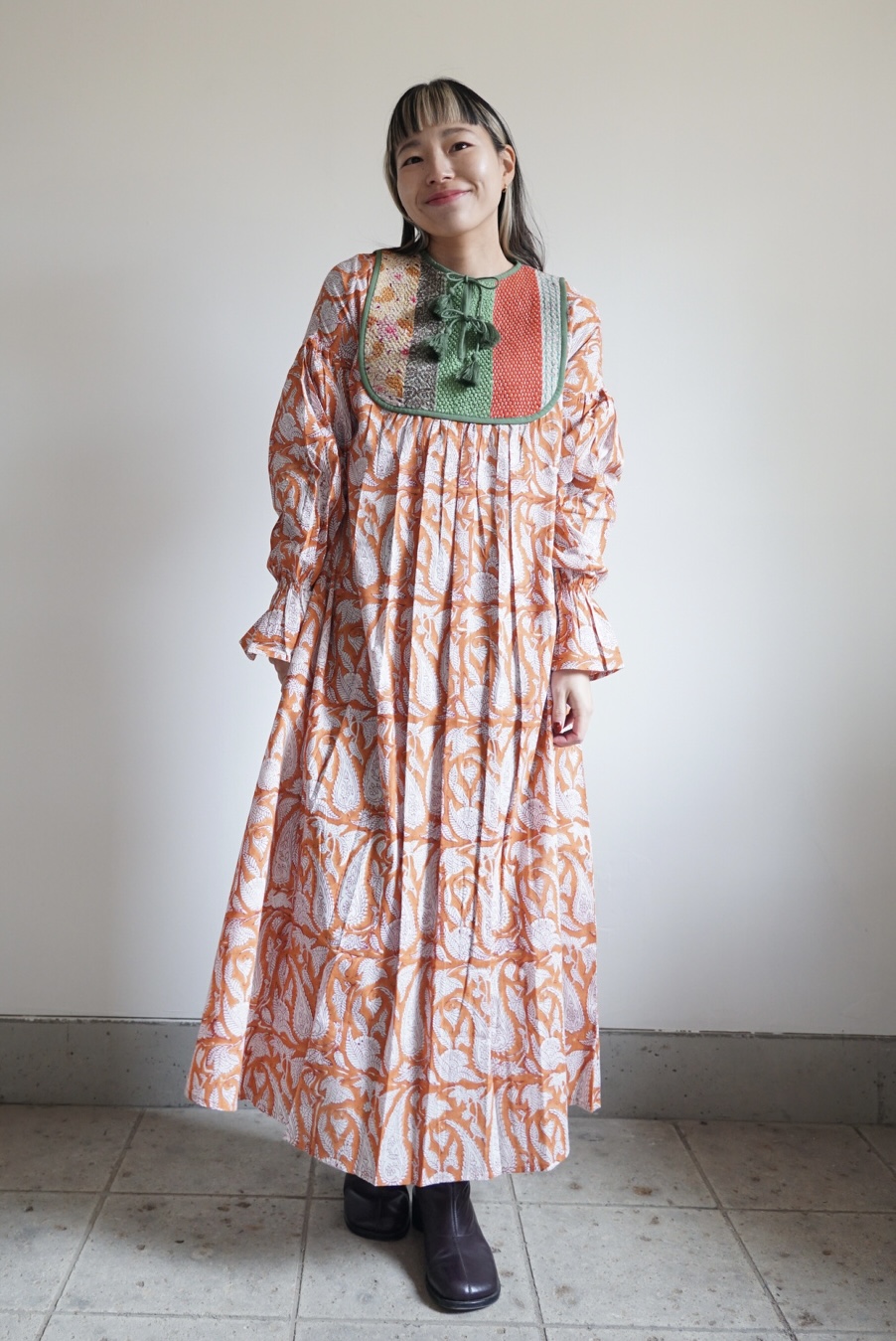 orange green kantha dress #2512006 - 画像 (10)