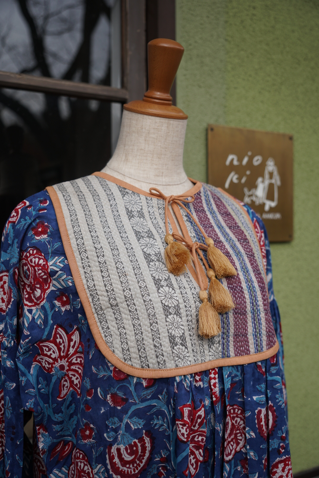 navy yellow kantha dress #2512005 - 画像 (12)