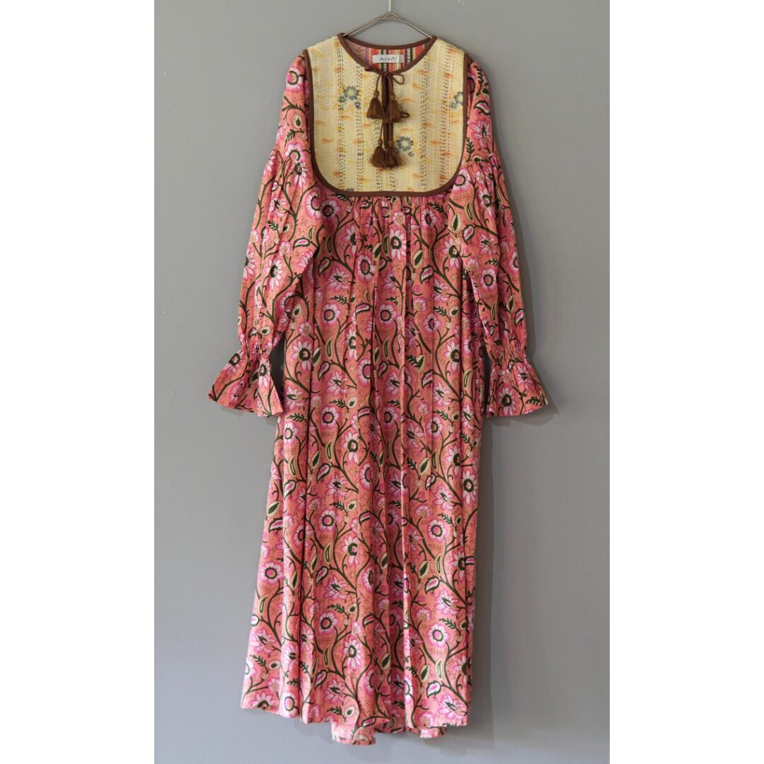 pink × brown kantha dress #2411002