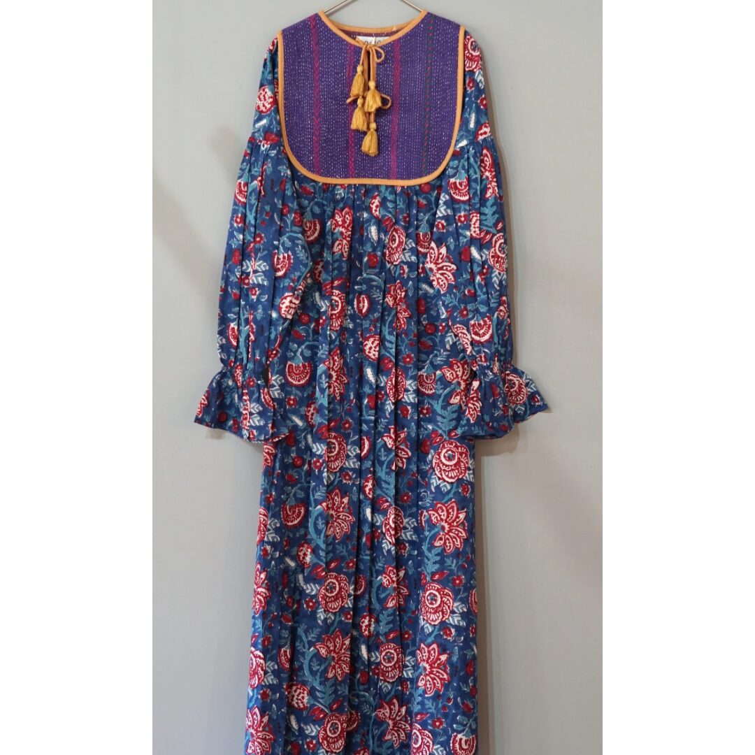 navy × purple kantha dress #2412002