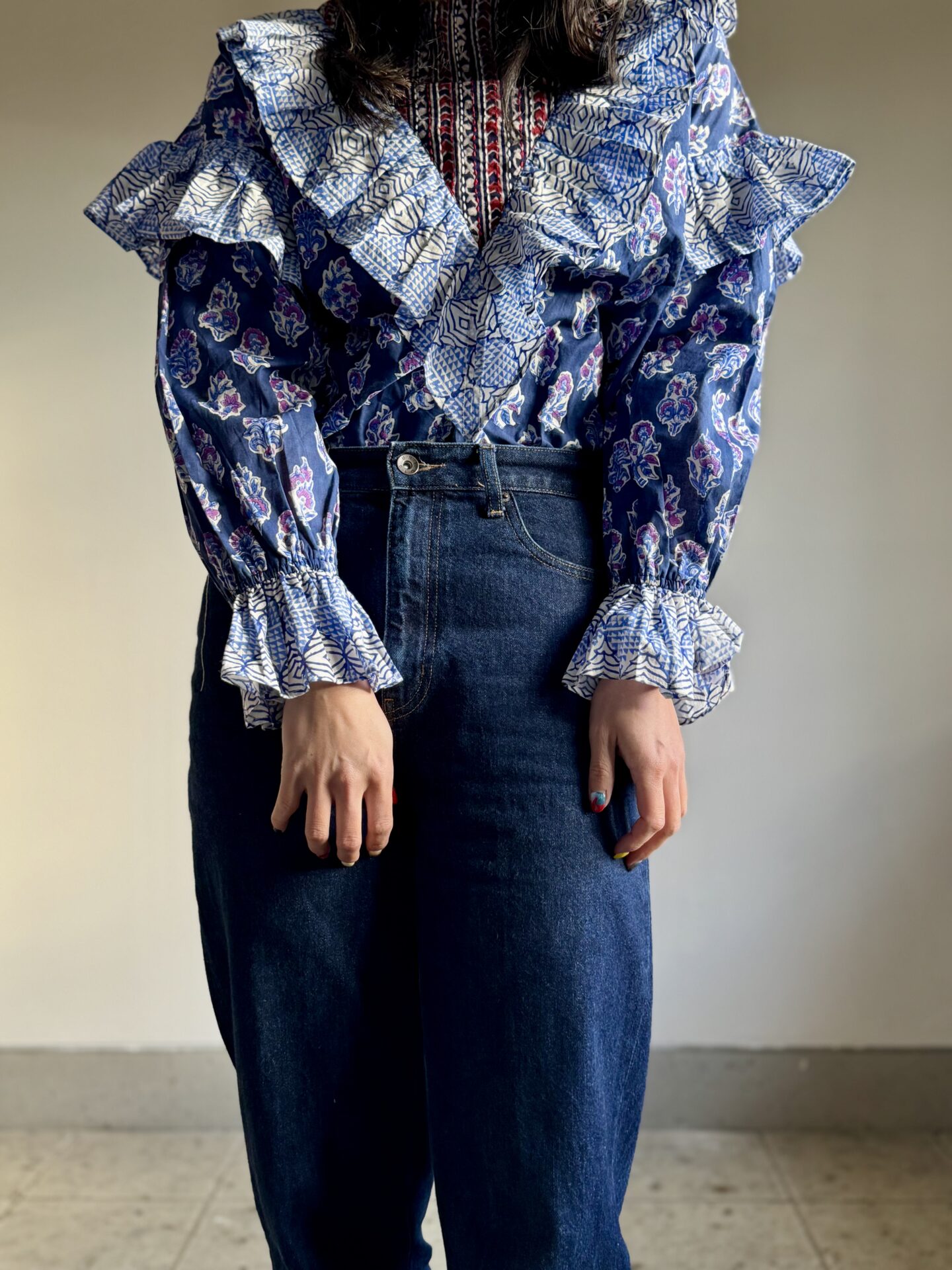 blue×blue kantha blouse - 画像 (3)