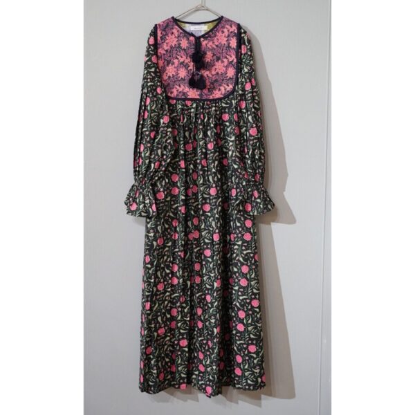 pink × black kantha dress #2505007
