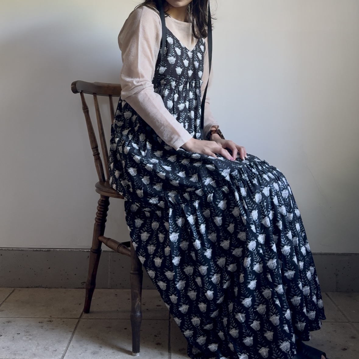 black camisole tiered dress
