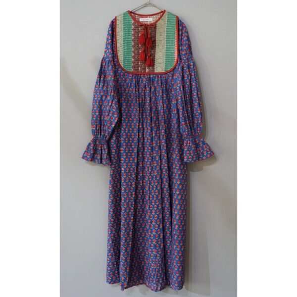 blue×red kantha dress #2505005