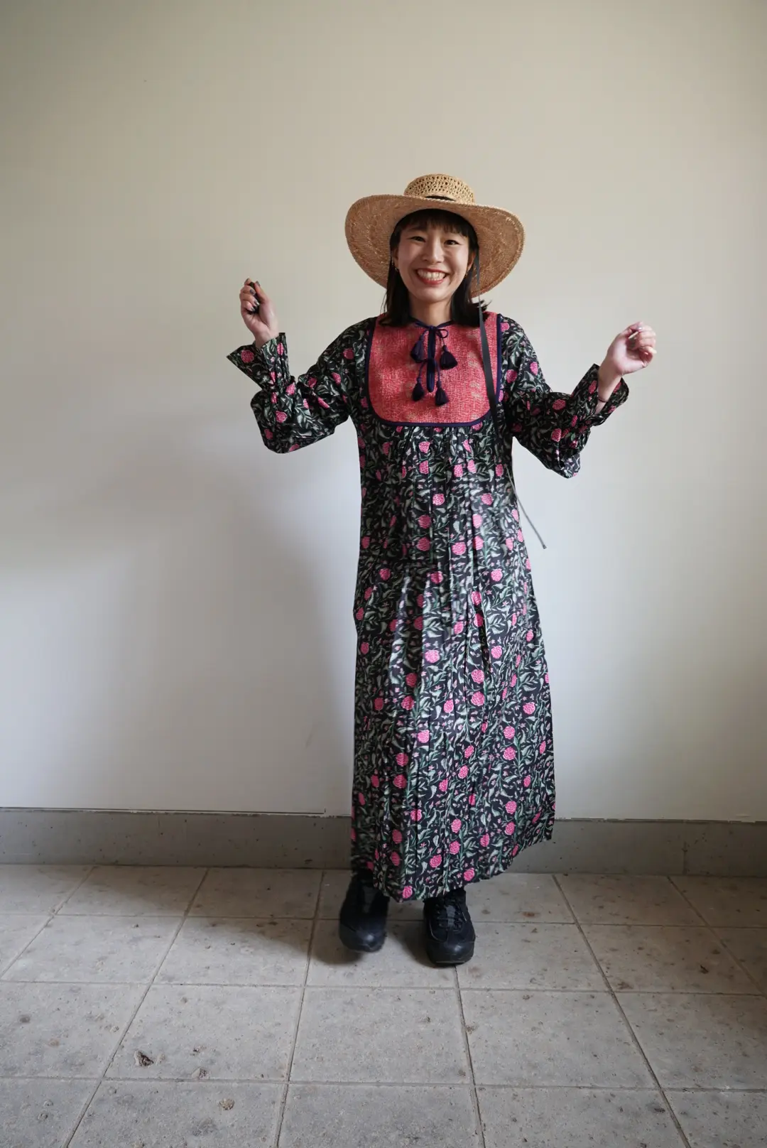 pink black kantha dress #2603001 | nioki with AMKUPi