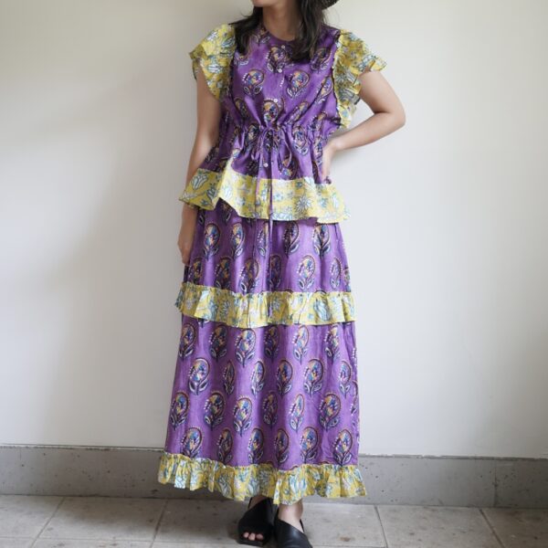 TOPICA purple×yellow -summer blouse&skirt
