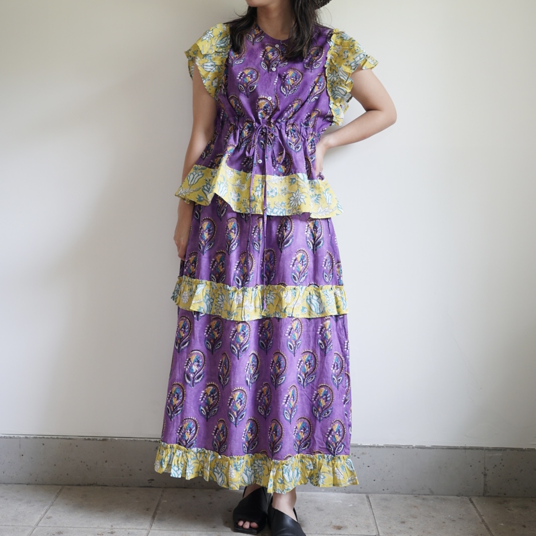 TOPICA purple×yellow -summer blouse&skirt