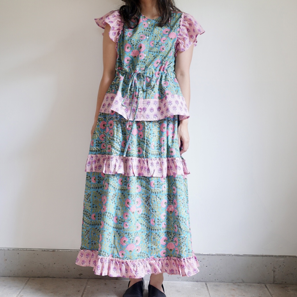 TOPICA green×pink -summer blouse&skirt