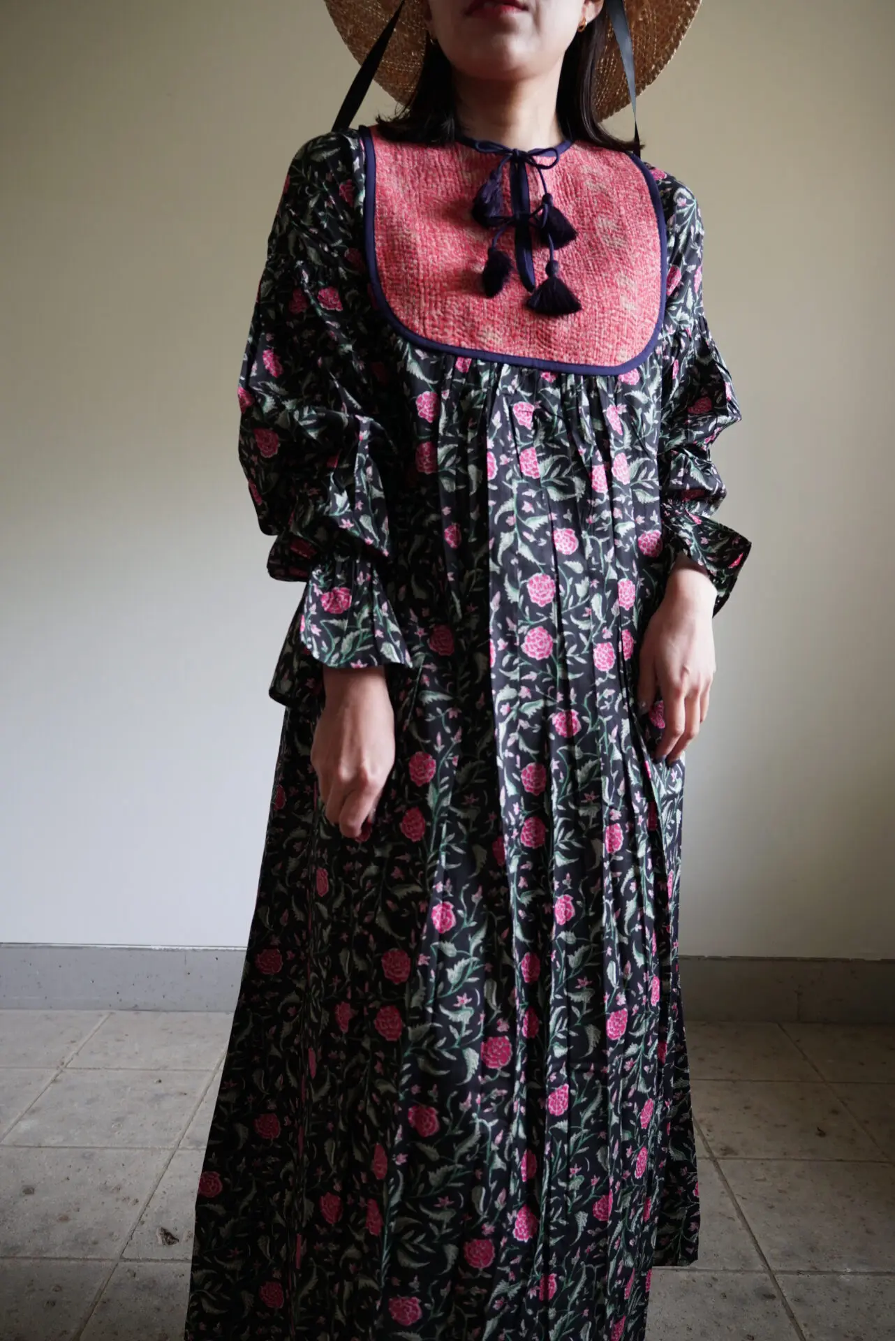 pink black kantha dress #2603001 | nioki with AMKUPi