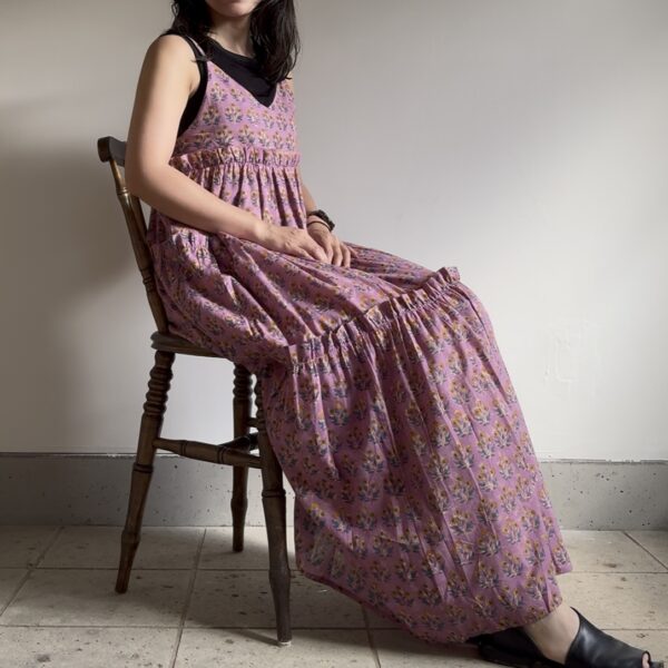 purple camisole tiered dress