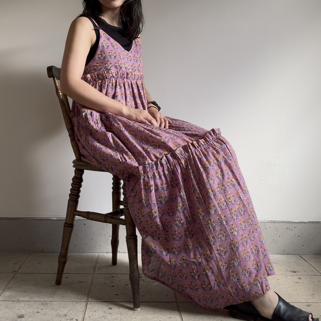 purple camisole tiered dress