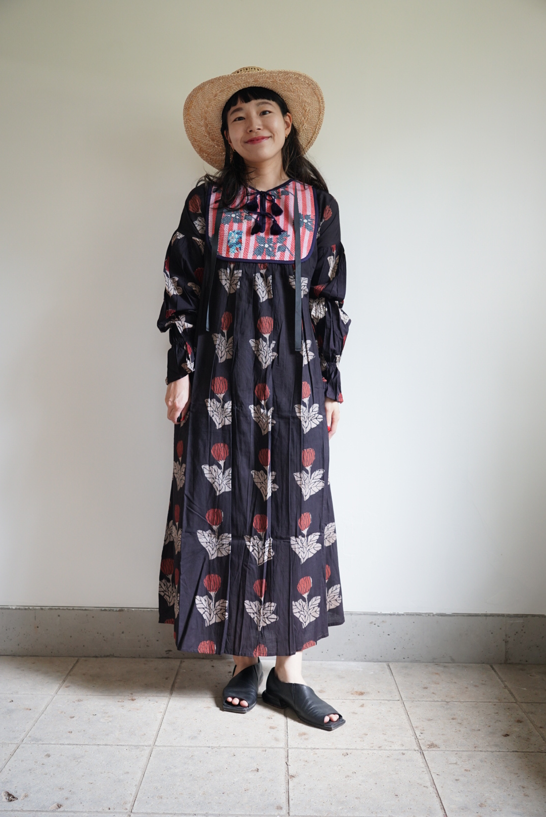 navy × pink kantha dress #2507005 - 画像 (2)