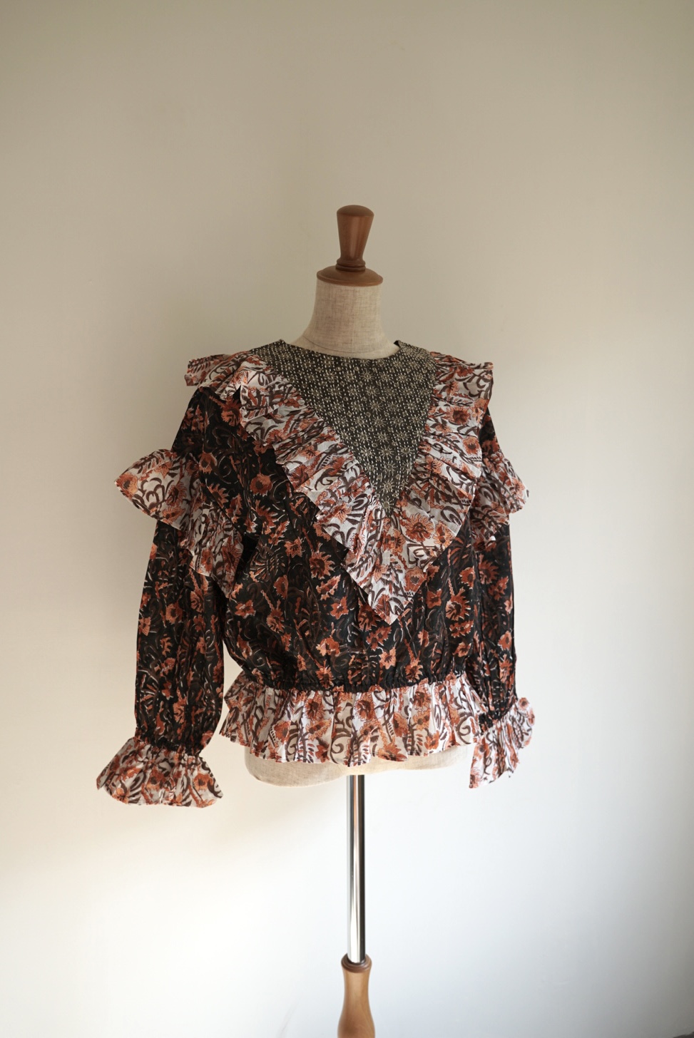 brown×black kantha blouse - 画像 (10)