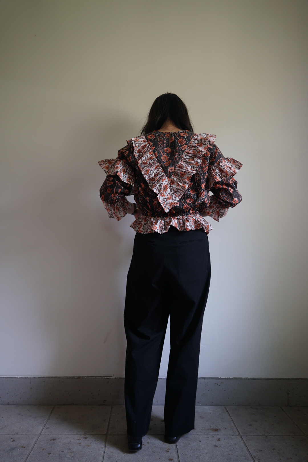 brown×black kantha blouse - 画像 (8)
