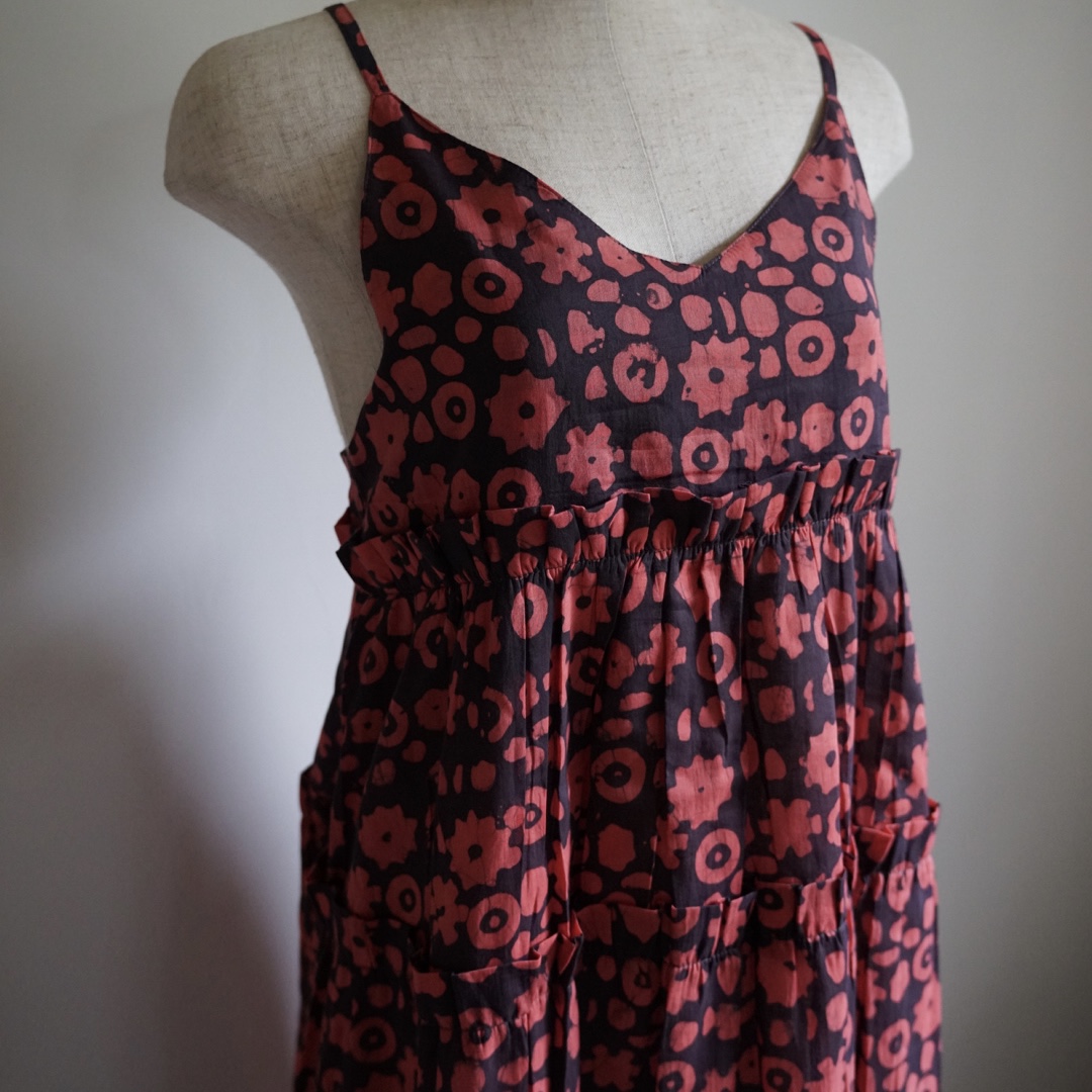 black red camisole tiered dress