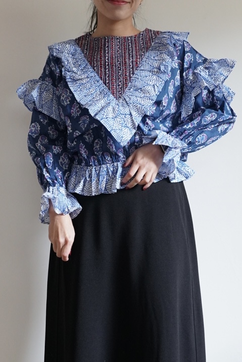 blue×blue kantha blouse - 画像 (14)