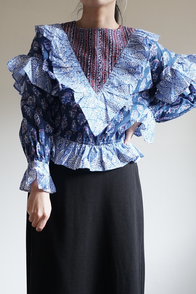 blue×blue kantha blouse - 画像 (2)