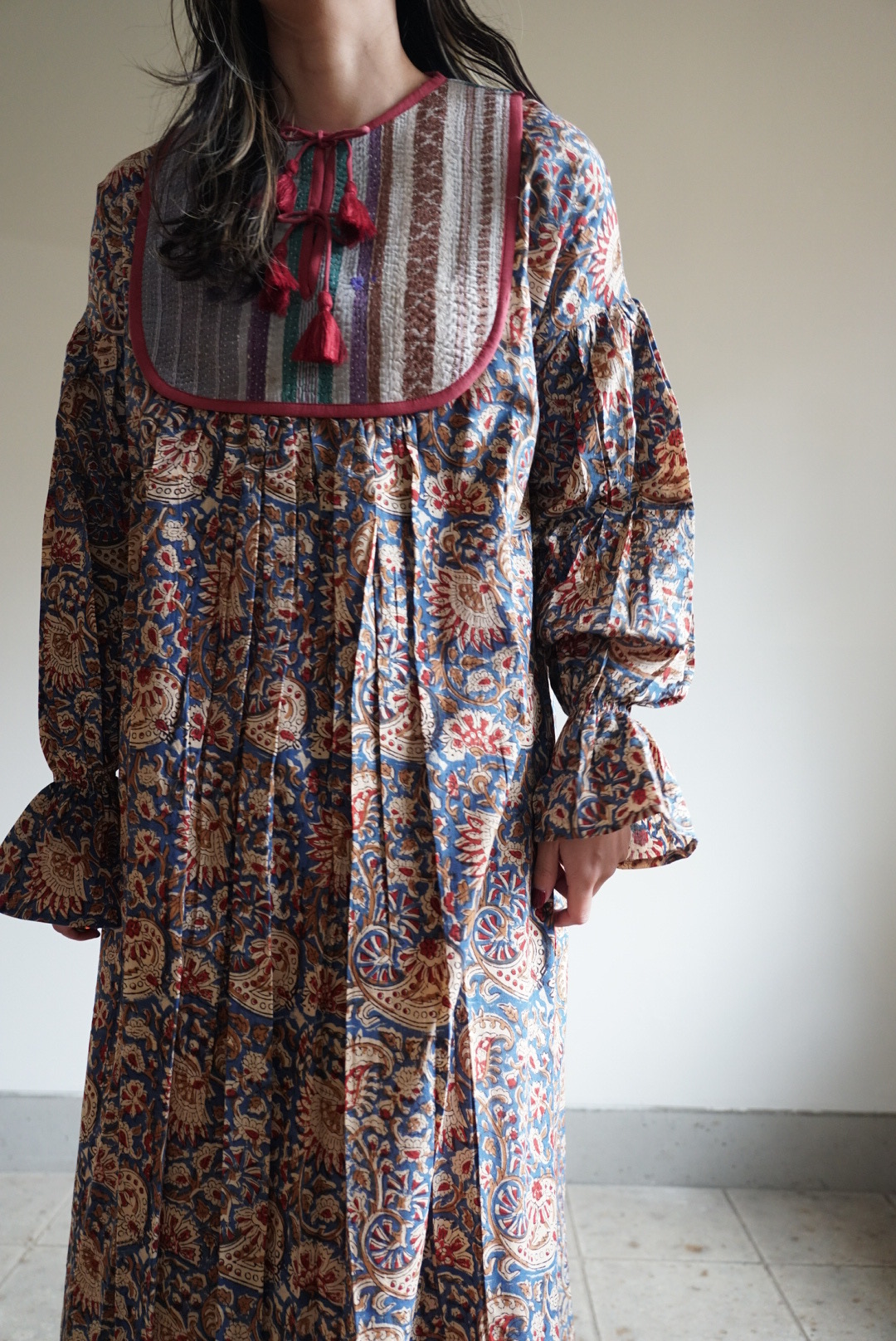 navy red kantha dress #2512002 - 画像 (5)