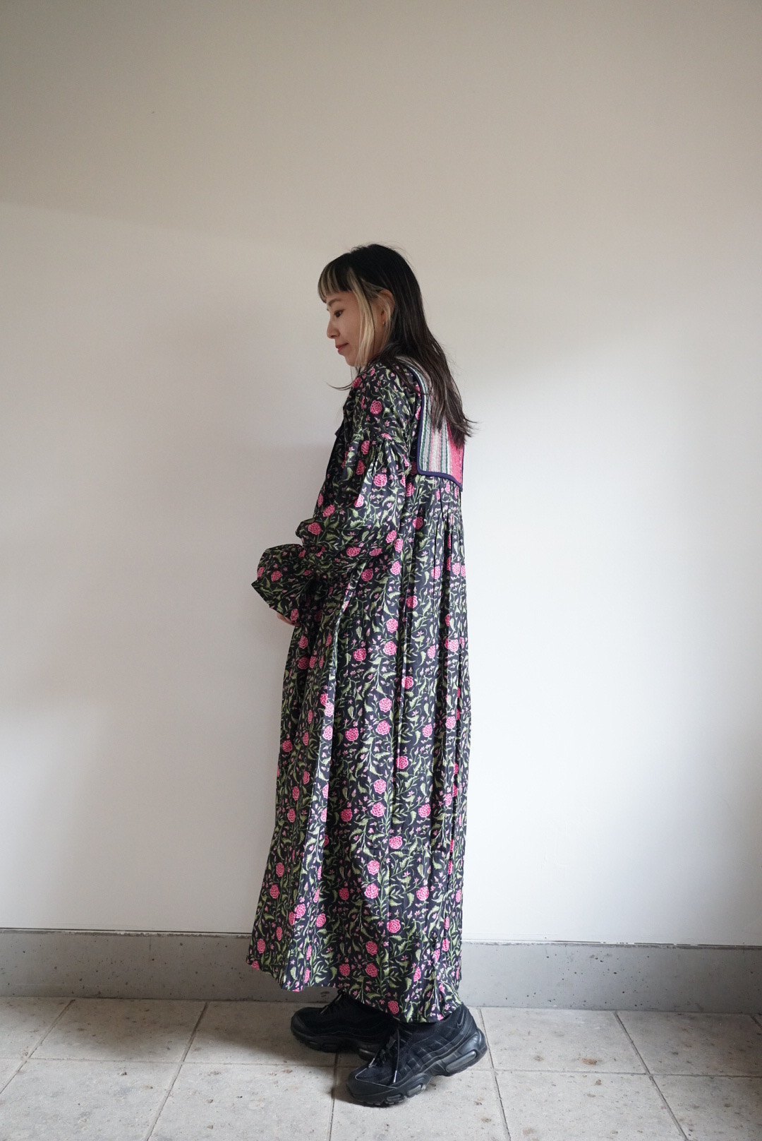 pink × black kantha dress #2511001 - 画像 (6)