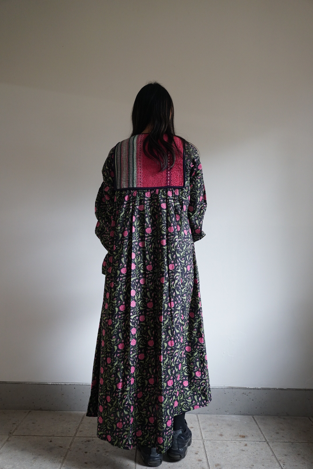 pink × black kantha dress #2511001 - 画像 (5)