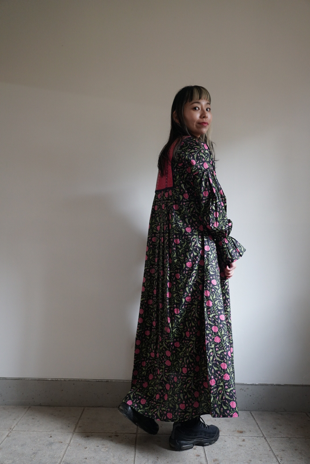 pink × black kantha dress #2511001 - 画像 (4)