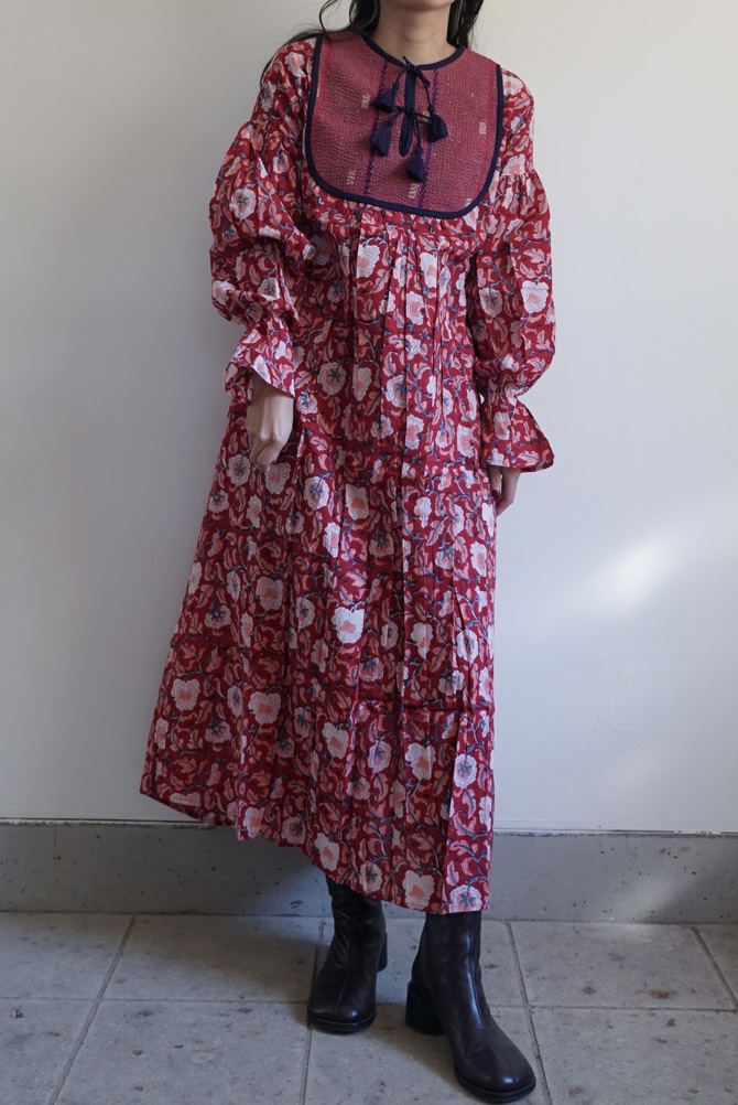 red × red kantha dress #2512003 - 画像 (2)