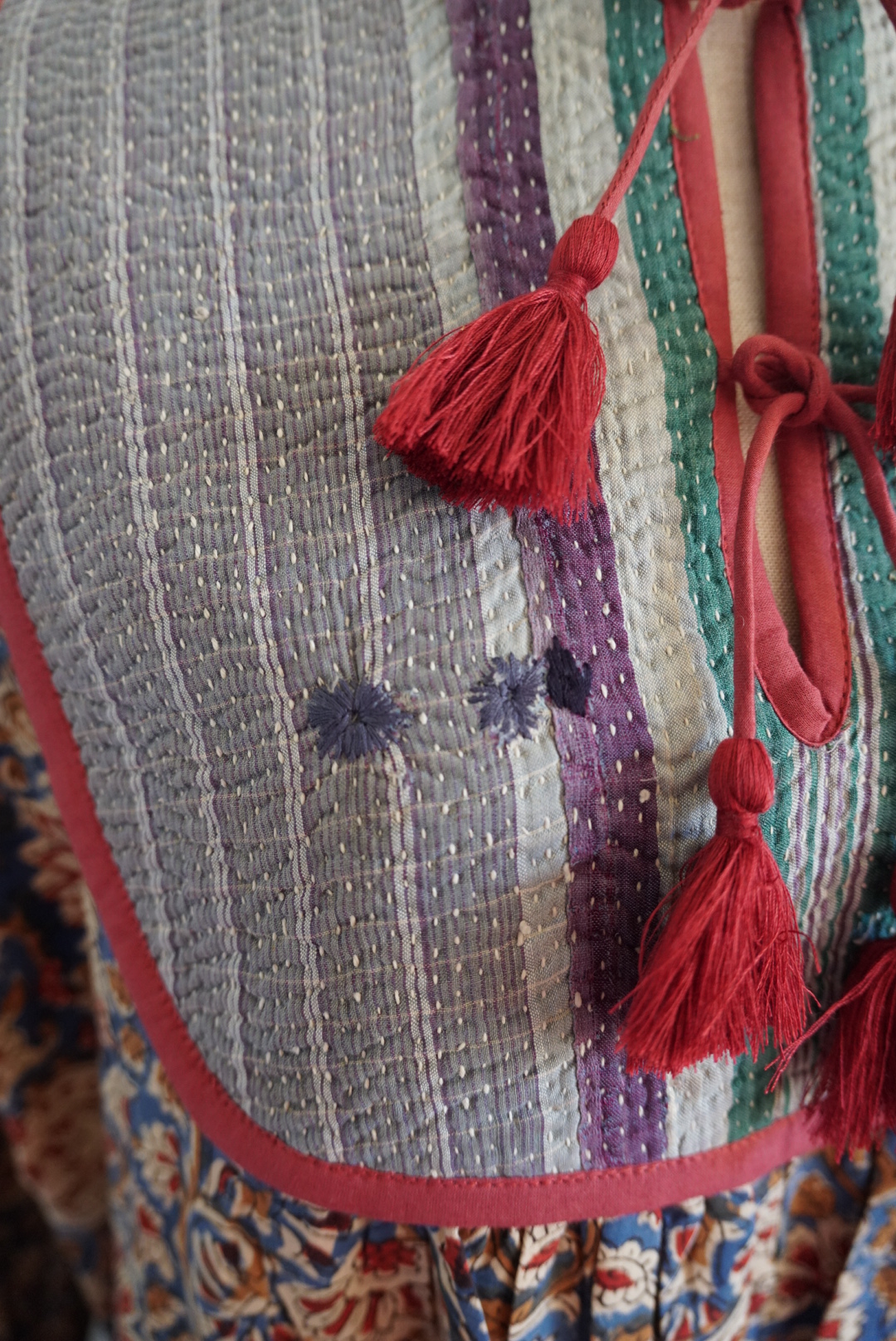 navy red kantha dress #2512002 - 画像 (9)