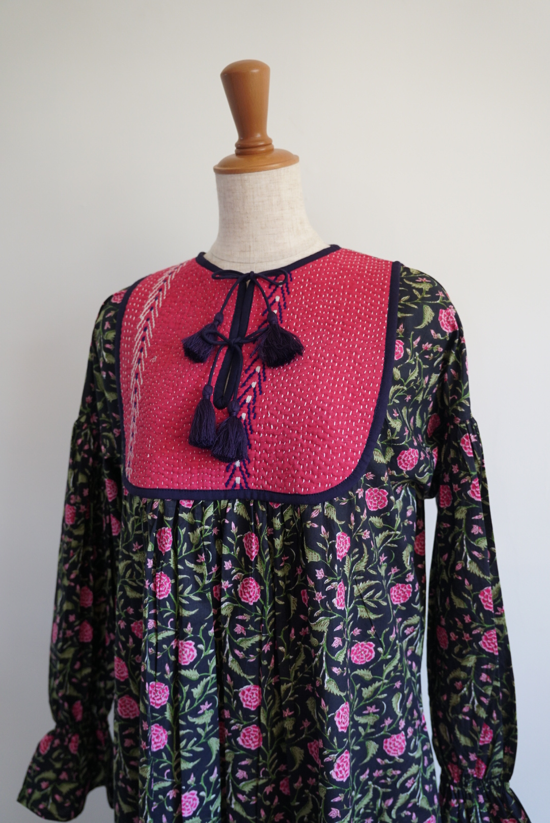 pink × black kantha dress #2511001 - 画像 (8)