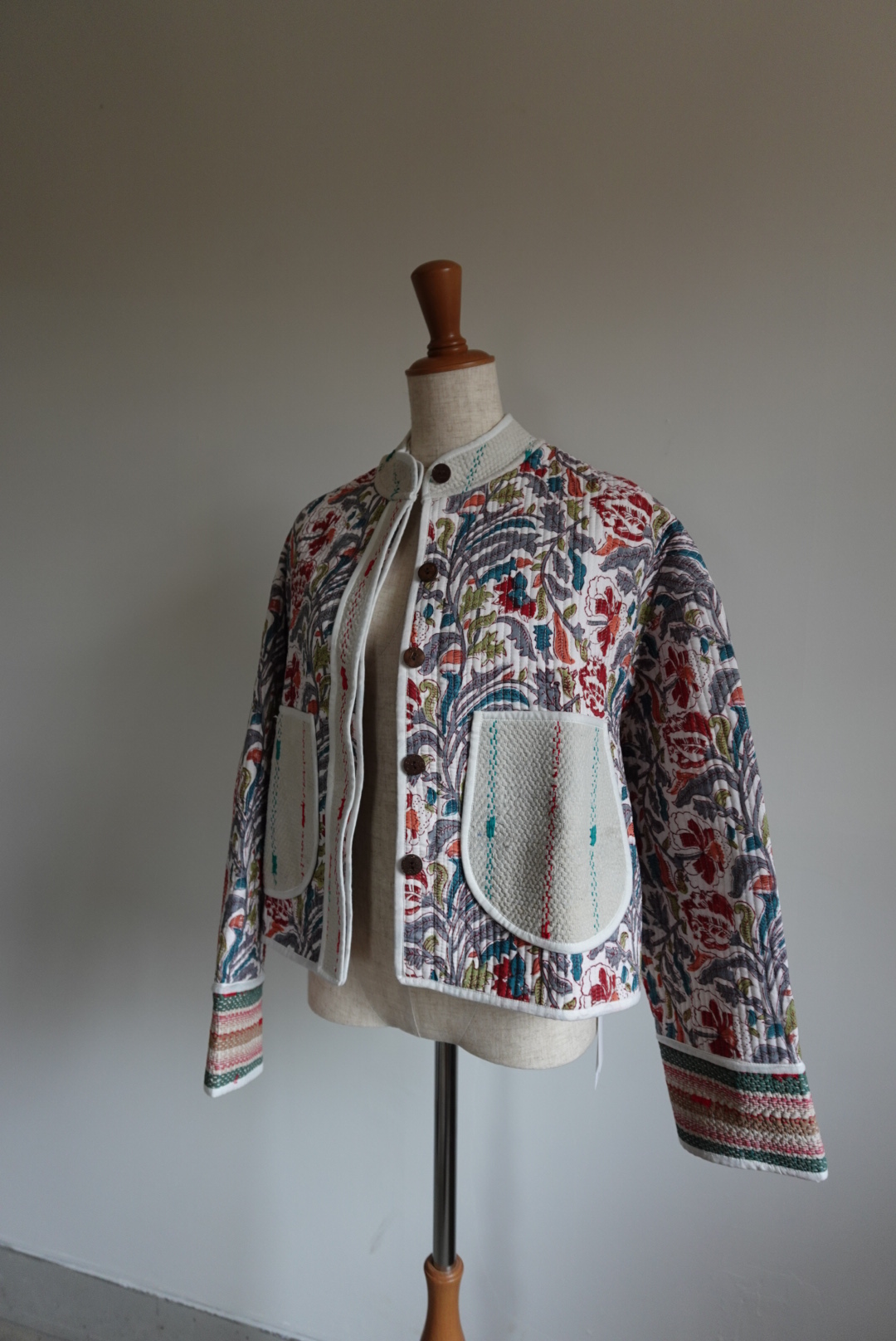 white kantha jacket