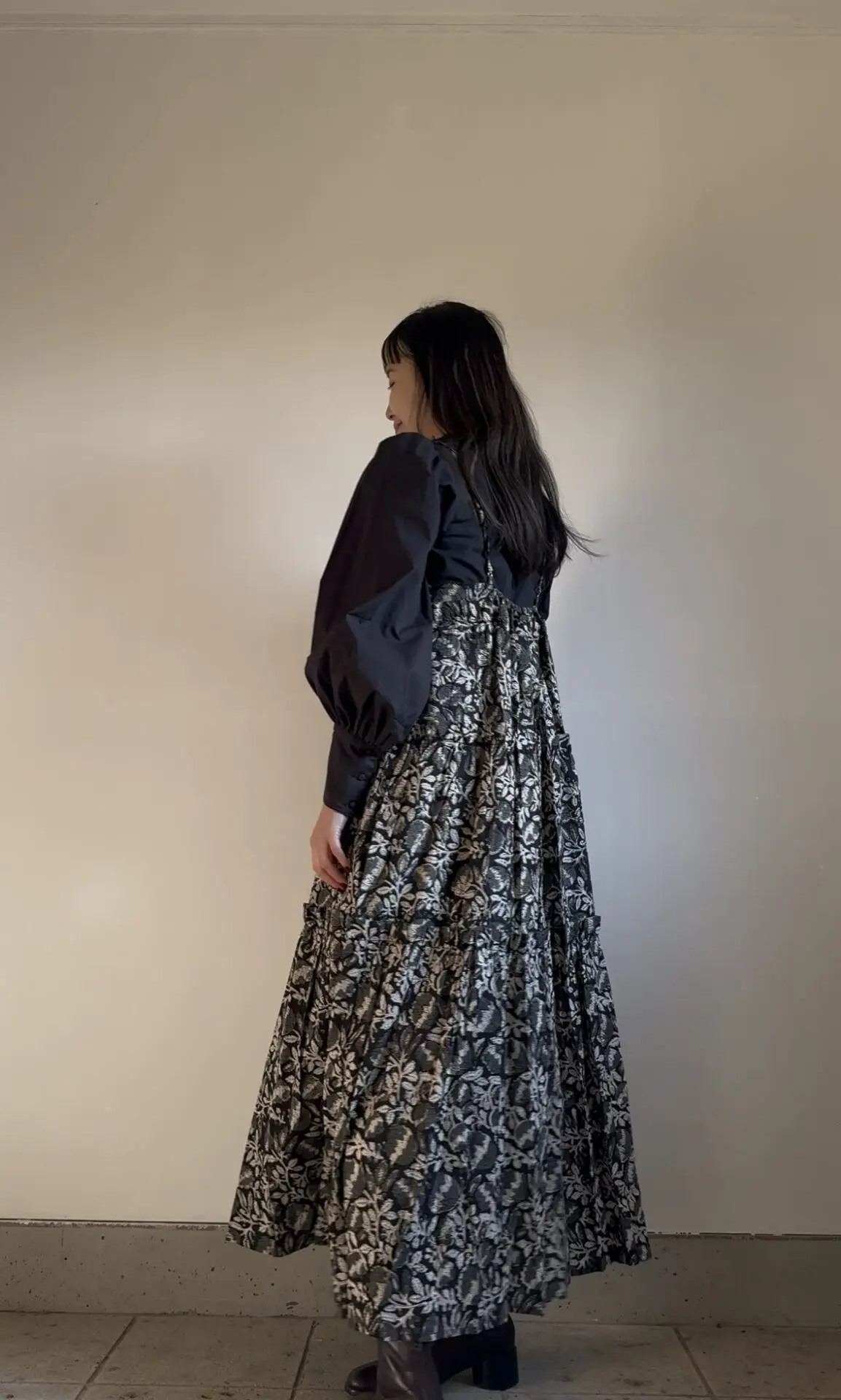 black camisole tiered dress | nioki with AMKUPi
