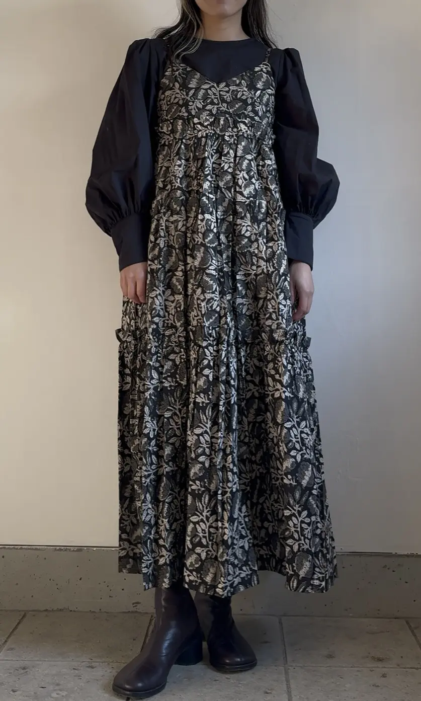 black camisole tiered dress | nioki with AMKUPi