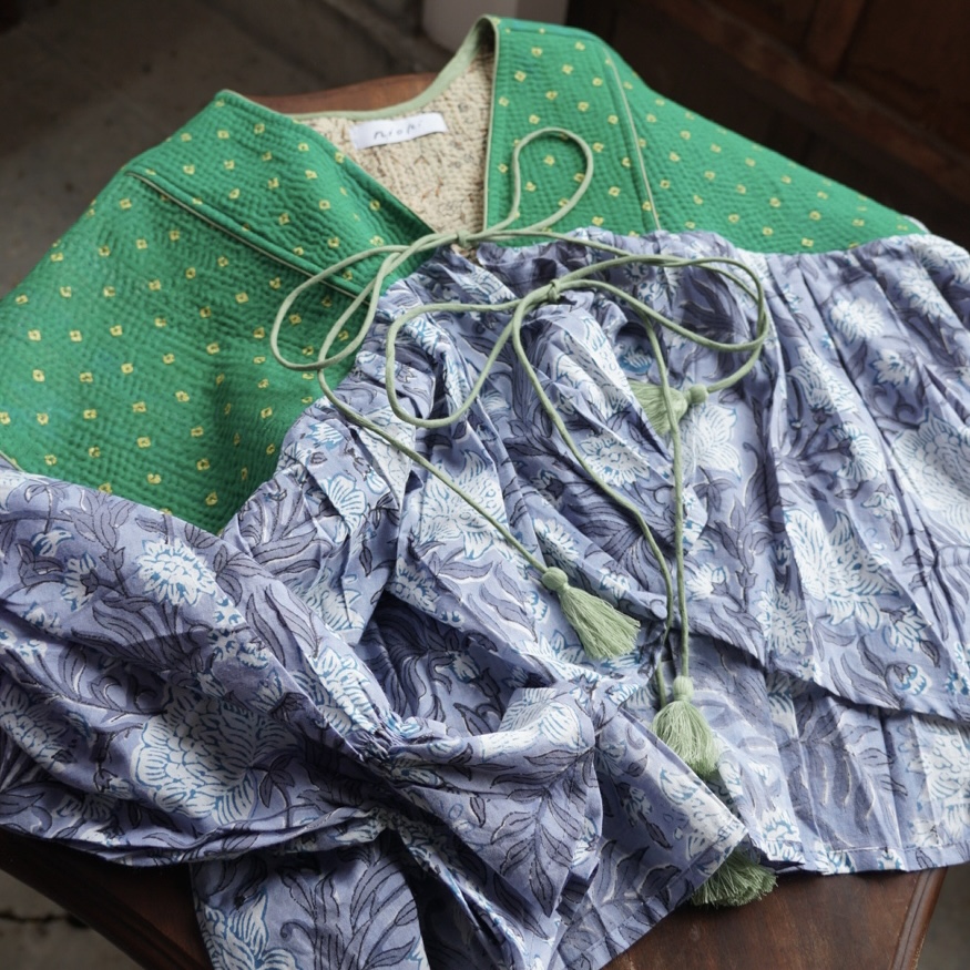 gray green wataame kantha blouse