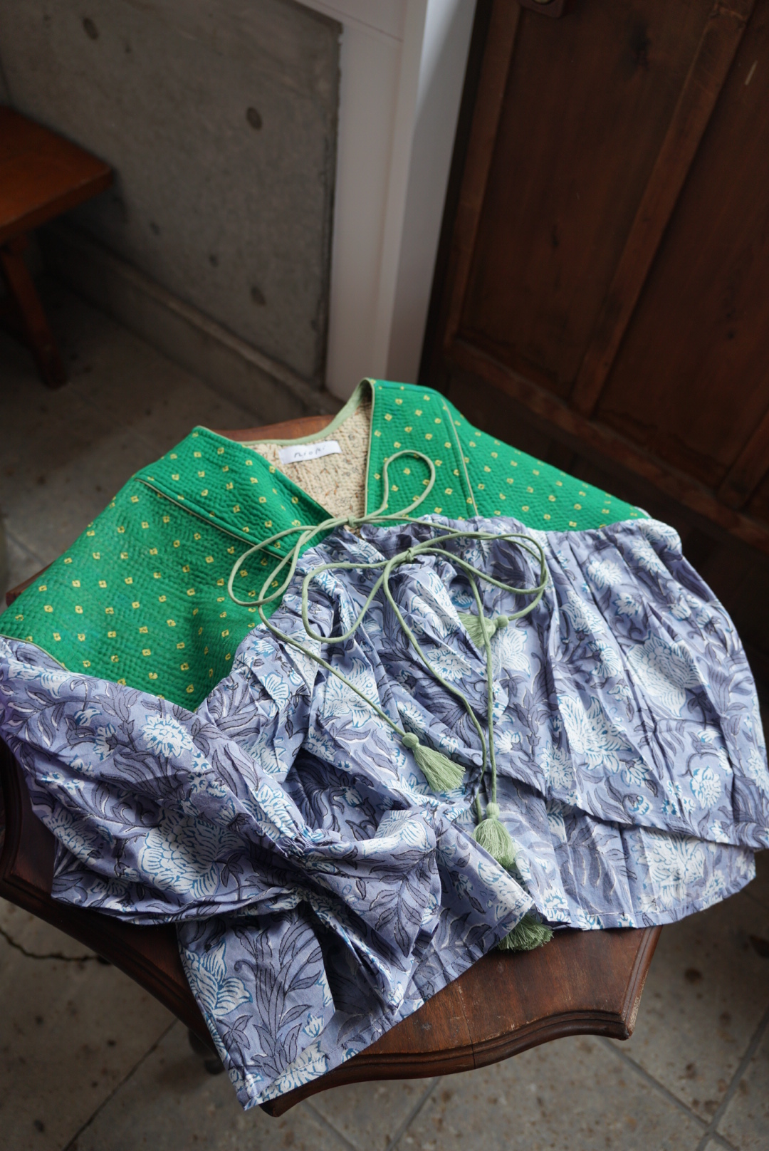 gray green wataame kantha blouse - 画像 (21)