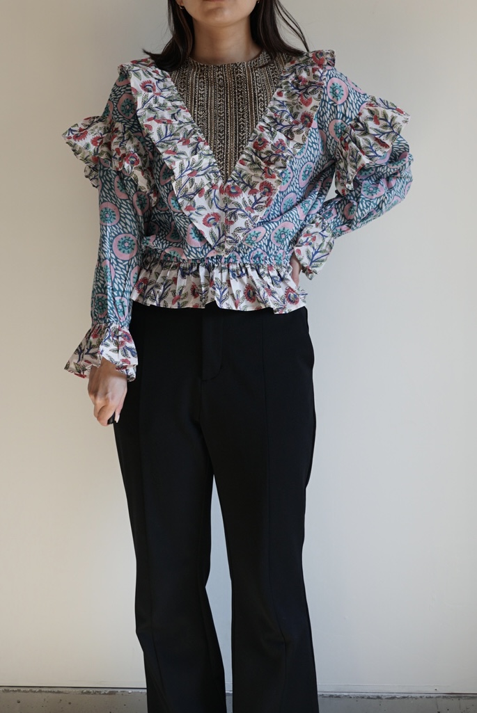 mint×white kantha blouse - 画像 (2)