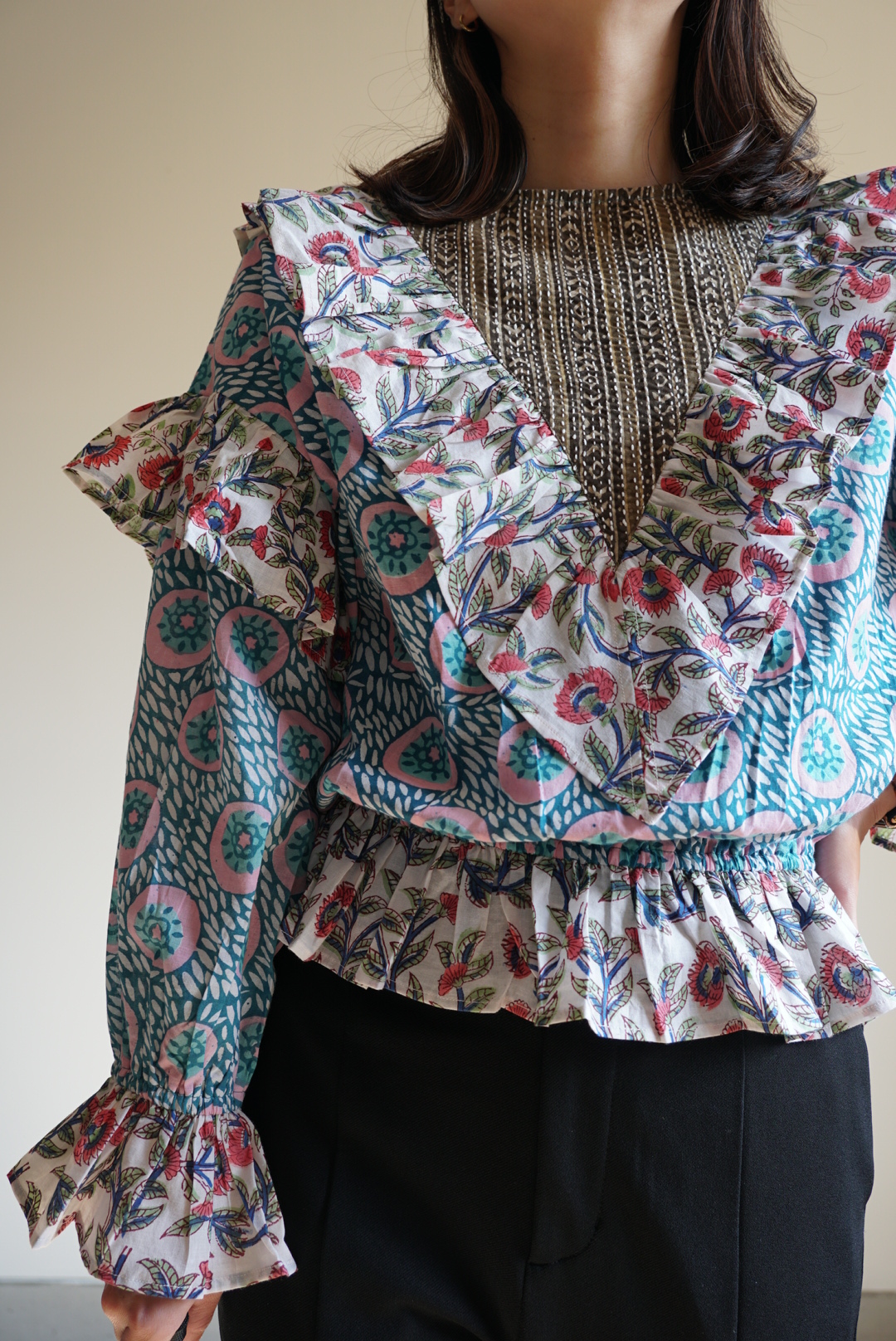 mint×white kantha blouse - 画像 (9)