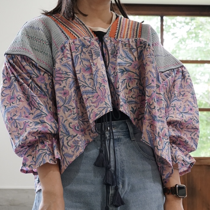 pink beige wataame kantha blouse