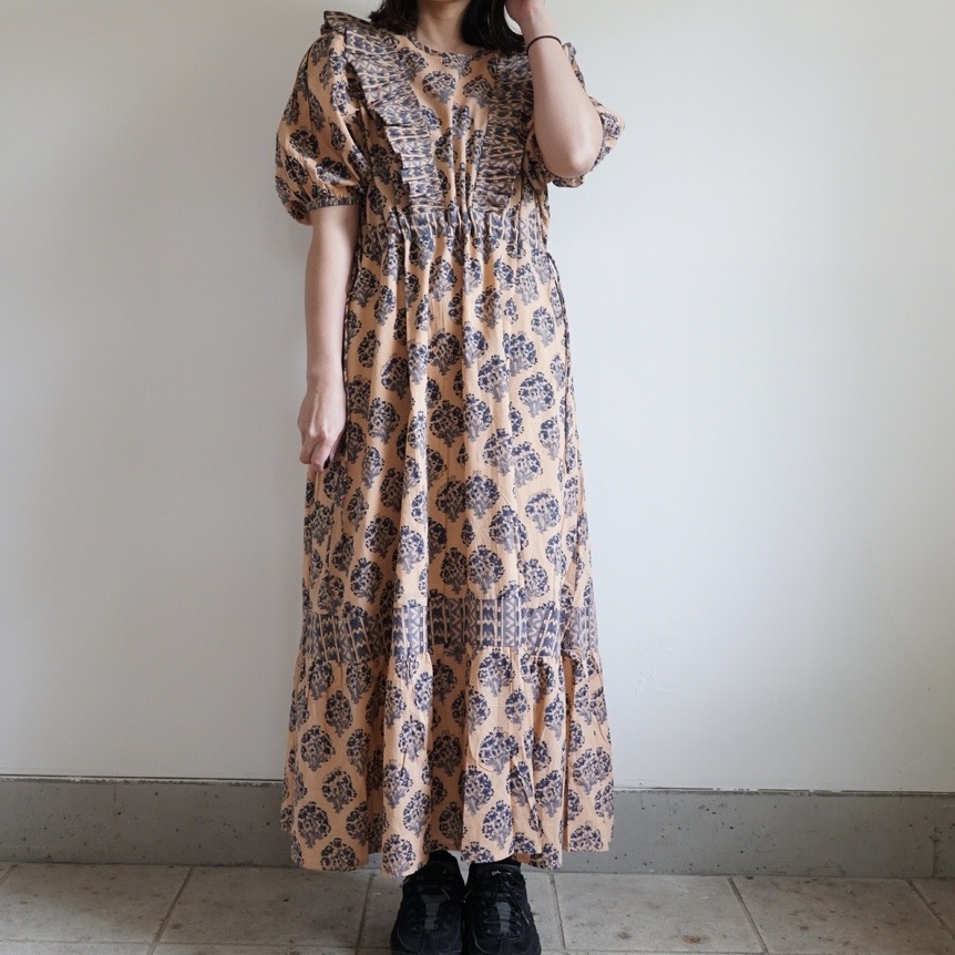 blue beige cinema puff dress