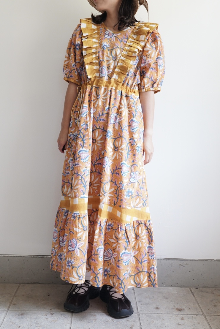yellow beige cinema puff dress - 画像 (3)