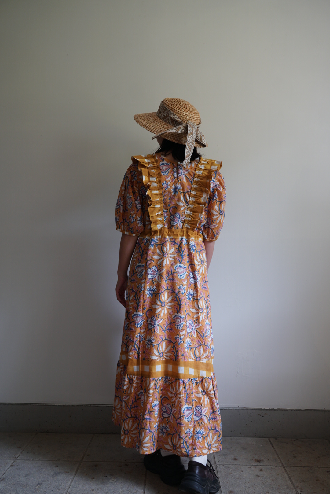 yellow beige cinema puff dress - 画像 (7)
