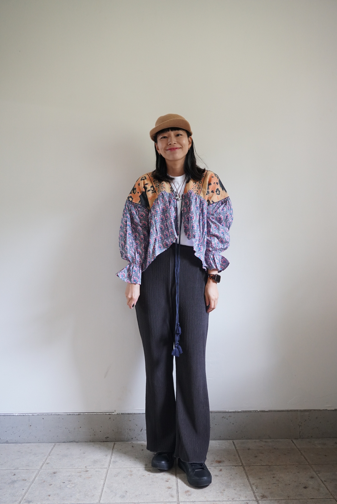 gray orange wataame kantha blouse - 画像 (3)