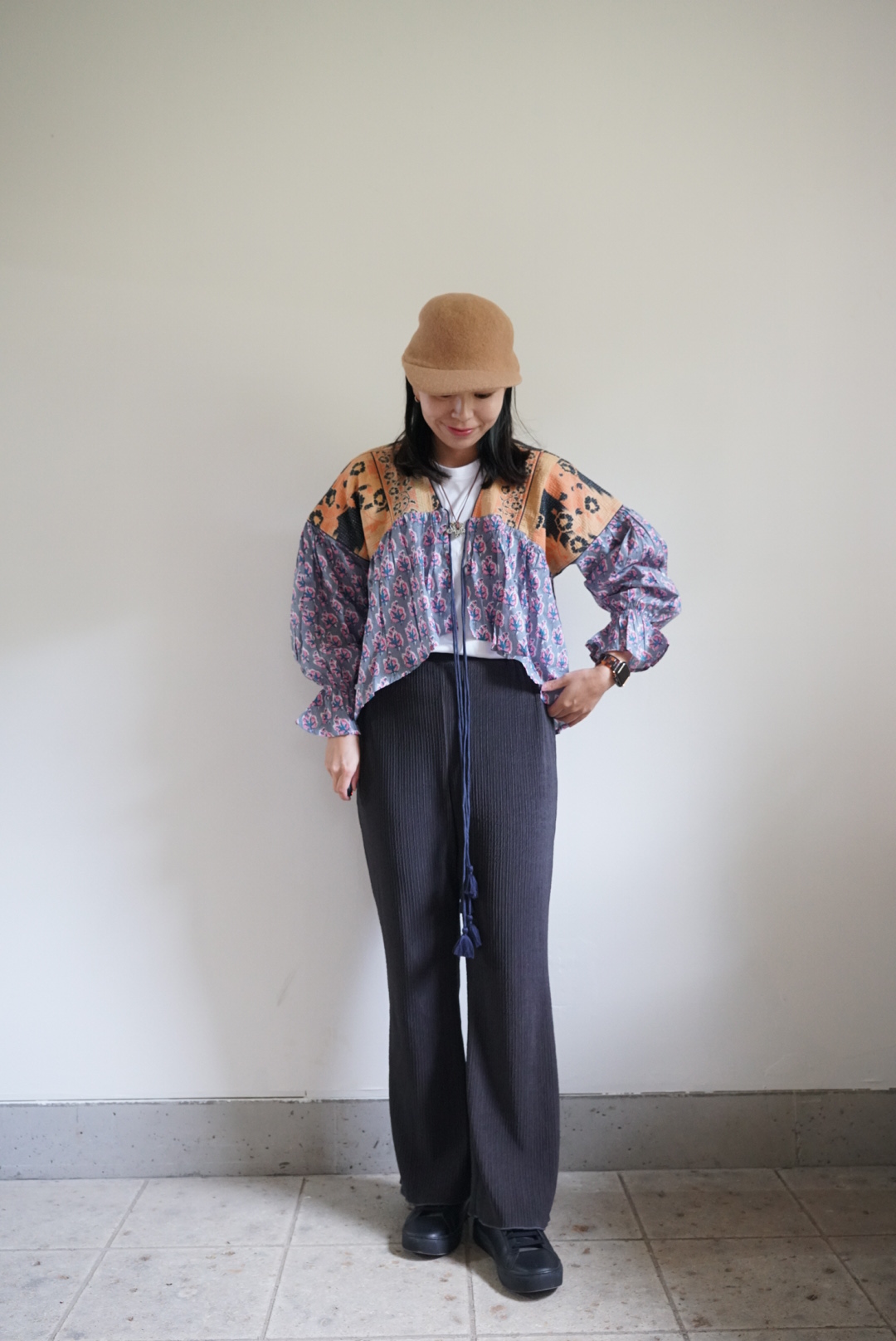 gray orange wataame kantha blouse - 画像 (4)
