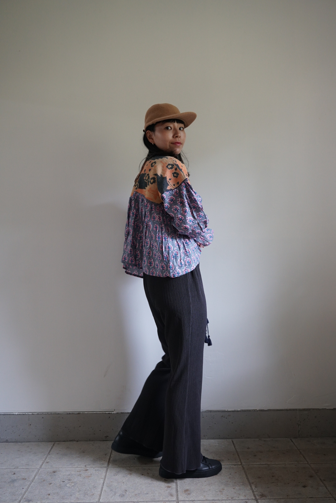 gray orange wataame kantha blouse - 画像 (5)