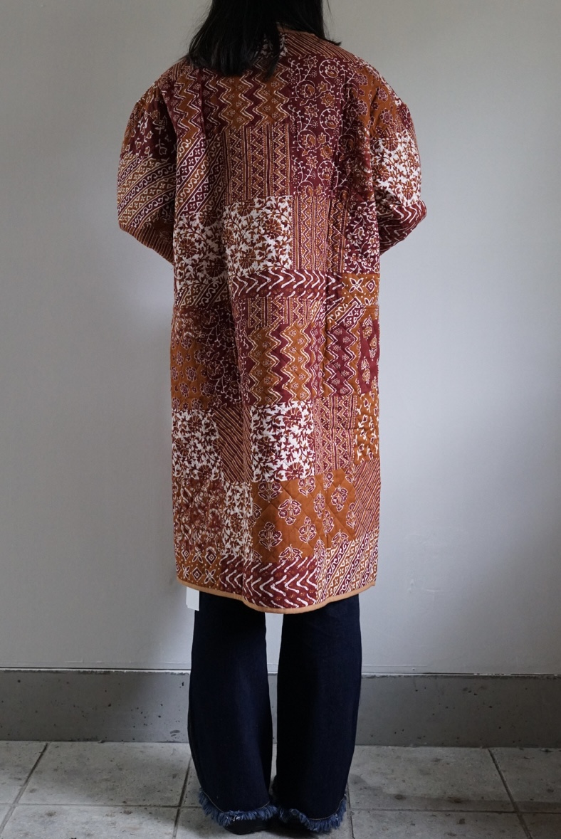 brown camel kantha long jacket - 画像 (5)